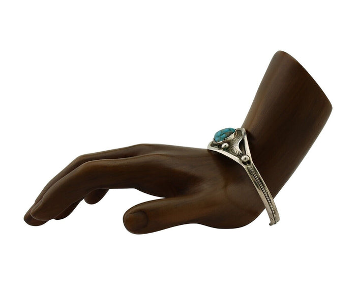 Navajo Bracelet 925 Silver Spiderweb Kingman Turquoise Native American C.80's