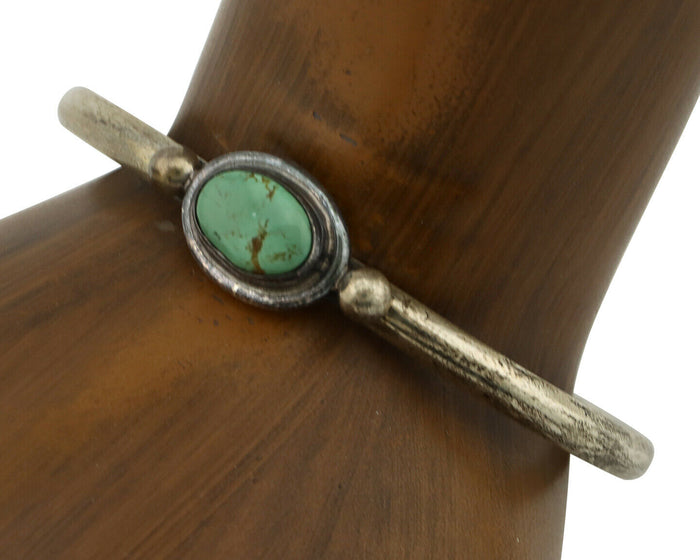 Navajo Bracelet .925 Silver Spiderweb Turquoise Native American Artist C.90's