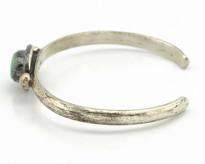 Navajo Bracelet .925 Silver Spiderweb Turquoise Native American Artist C.90's