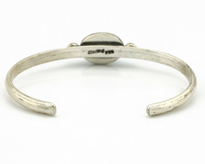 Navajo Bracelet .925 Silver Spiderweb Turquoise Native American Artist C.90's