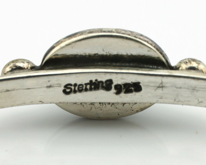 Navajo Bracelet .925 Silver Spiderweb Turquoise Native American Artist C.90's