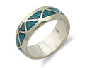 Navajo Chip Inlay Ring 925 Silver Sleeping Beauty Turquoise Artist Silver Cloud