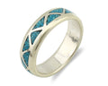 Navajo Chip Inlay Ring 925 Silver Sleeping Beauty Turquoise Artist Silver Cloud