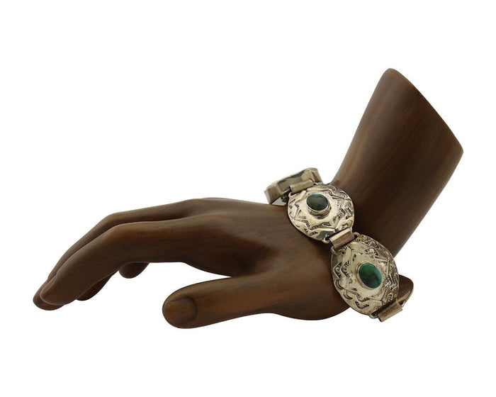 Navajo Concho Bracelet 925 Silver Turquoise Artist Signed Gilbert Tom C.80's