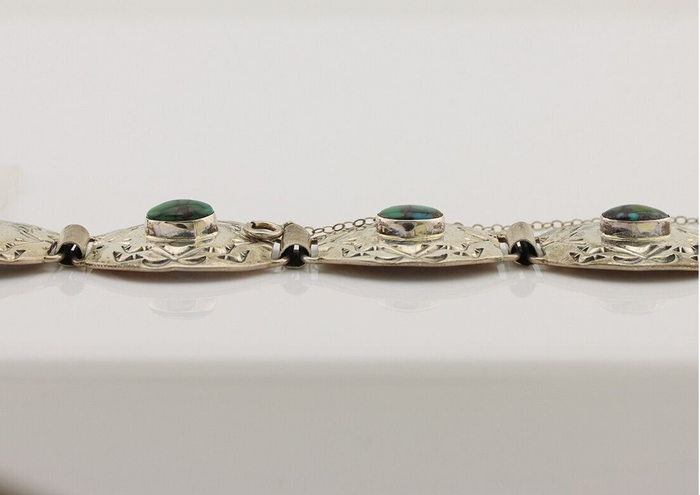 Navajo Concho Bracelet 925 Silver Turquoise Artist Signed Gilbert Tom C.80's