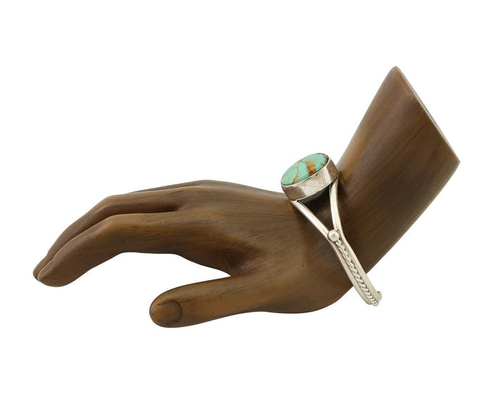Navajo Cuff Bracelet 925 Silver Natural Blue Turquoise Artist Signed Gecko C.80s