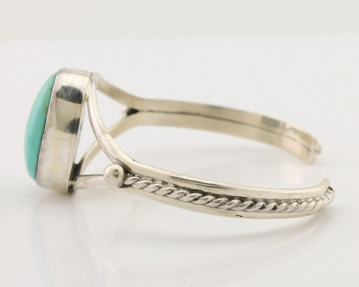 Navajo Cuff Bracelet 925 Silver Natural Blue Turquoise Artist Signed Gecko C.80s