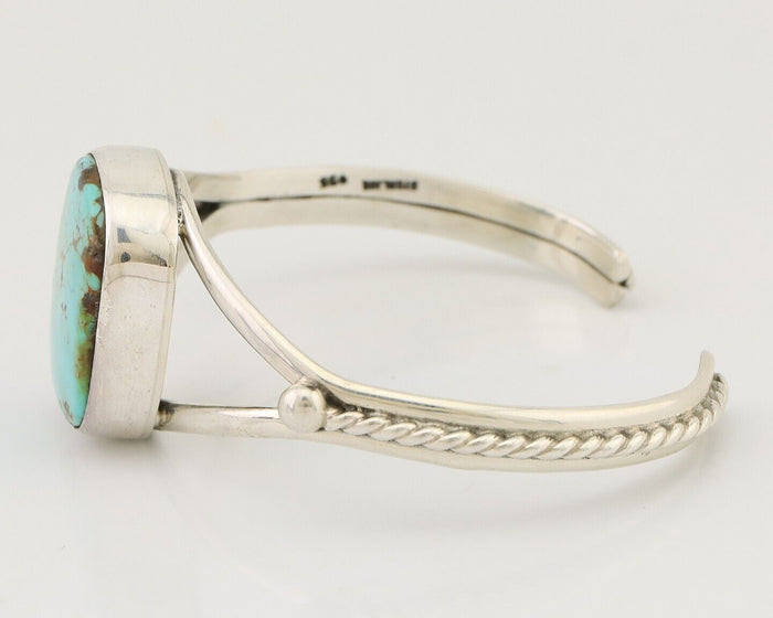 Navajo Cuff Bracelet 925 Silver Natural Blue Turquoise Artist Signed Gecko C.80s