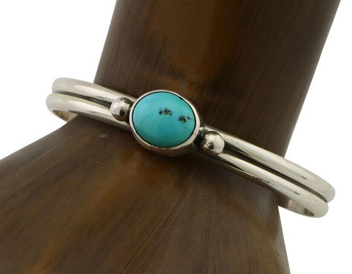Navajo Cuff Bracelet 925 Silver Natural Blue Turquoise Native American C.80's
