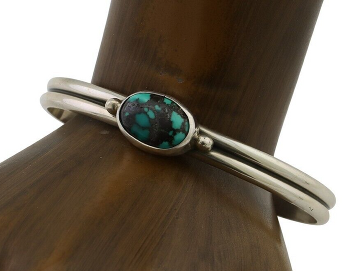 Navajo Cuff Bracelet 925 Silver Natural Blue Turquoise Native American C.80's