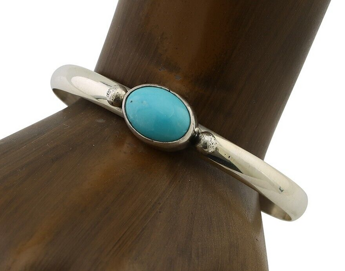 Navajo Cuff Bracelet 925 Silver Natural Blue Turquoise Native American C.80's