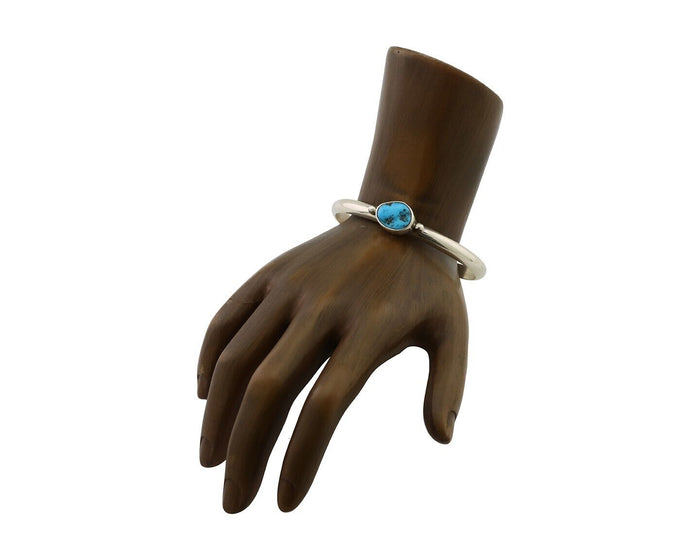 Navajo Cuff Bracelet 925 Silver Natural Blue Turquoise Native American C.80's