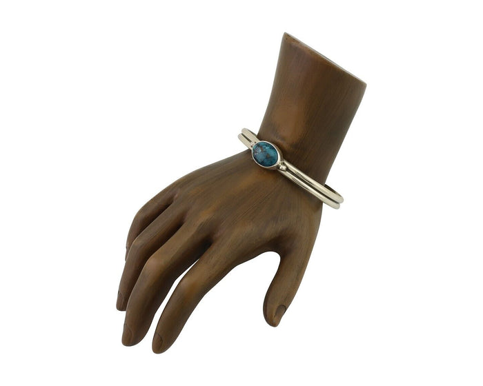 Navajo Cuff Bracelet 925 Silver Natural Blue Turquoise Native American C.80's