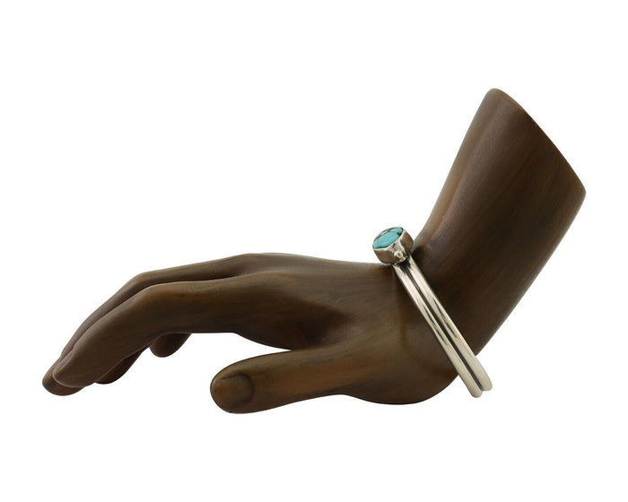 Navajo Cuff Bracelet 925 Silver Natural Blue Turquoise Native American C.80's
