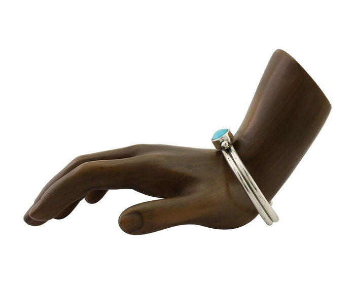 Navajo Cuff Bracelet 925 Silver Natural Blue Turquoise Native American C.80's