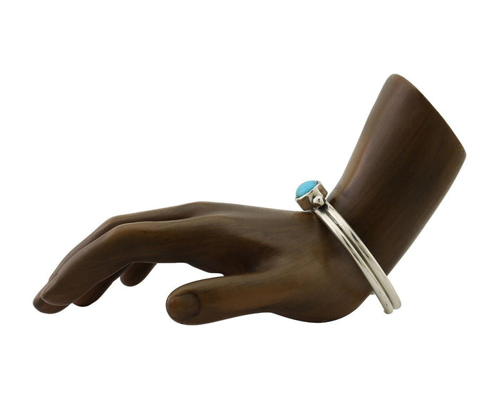 Navajo Cuff Bracelet 925 Silver Natural Blue Turquoise Native American C.80's