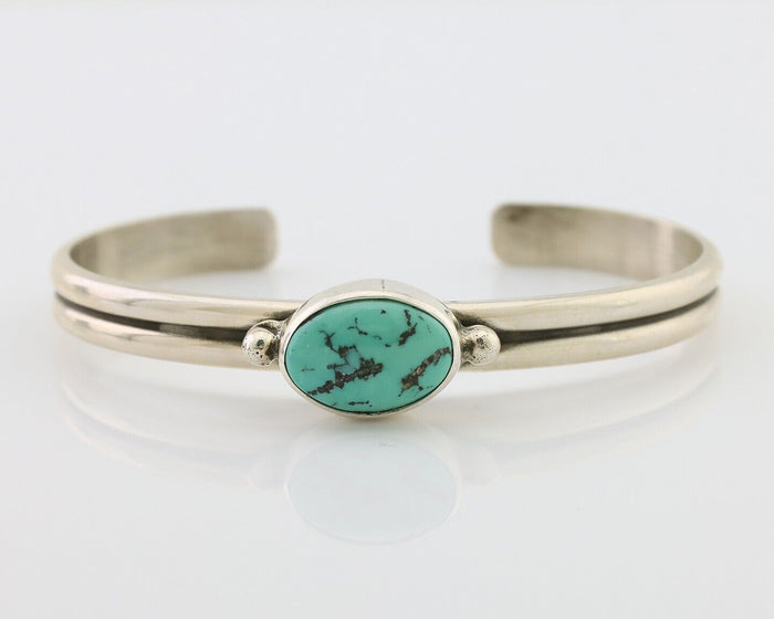 Navajo Cuff Bracelet 925 Silver Natural Blue Turquoise Native American C.80's