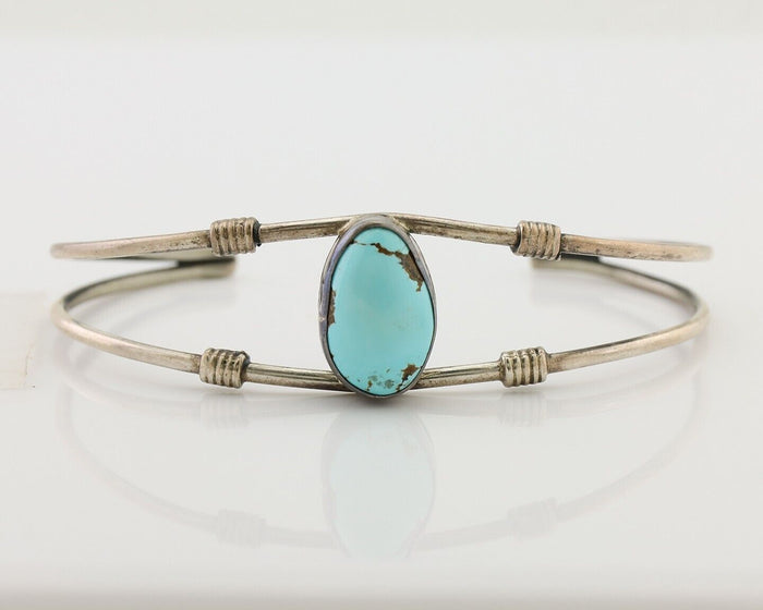 Navajo Cuff Bracelet 925 Silver Natural Blue Turquoise Native American C.80's