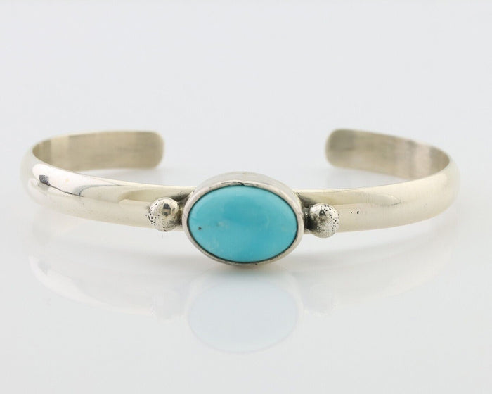 Navajo Cuff Bracelet 925 Silver Natural Blue Turquoise Native American C.80's