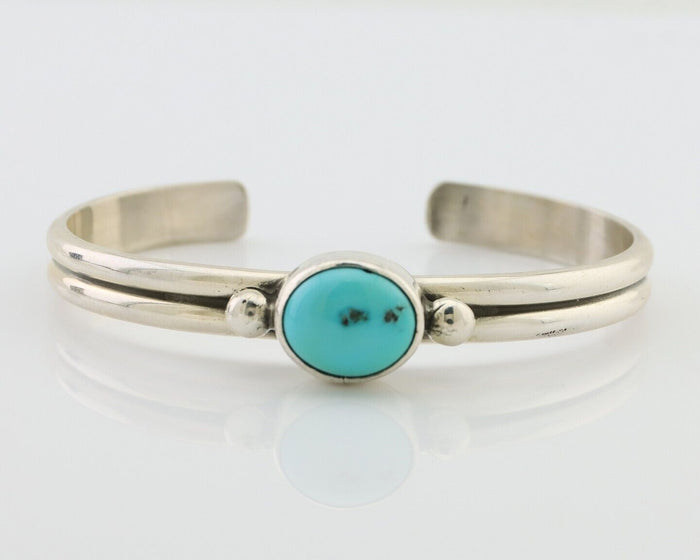 Navajo Cuff Bracelet 925 Silver Natural Blue Turquoise Native American C.80's