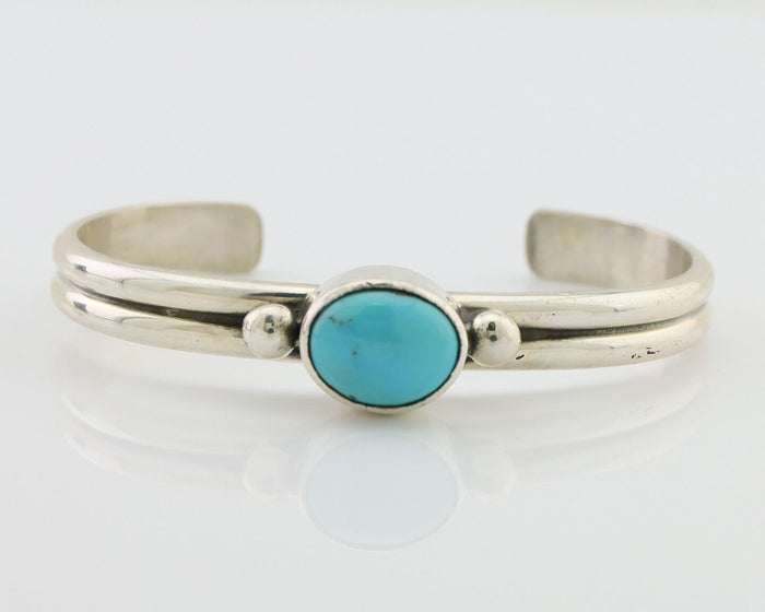 Navajo Cuff Bracelet 925 Silver Natural Blue Turquoise Native American C.80's