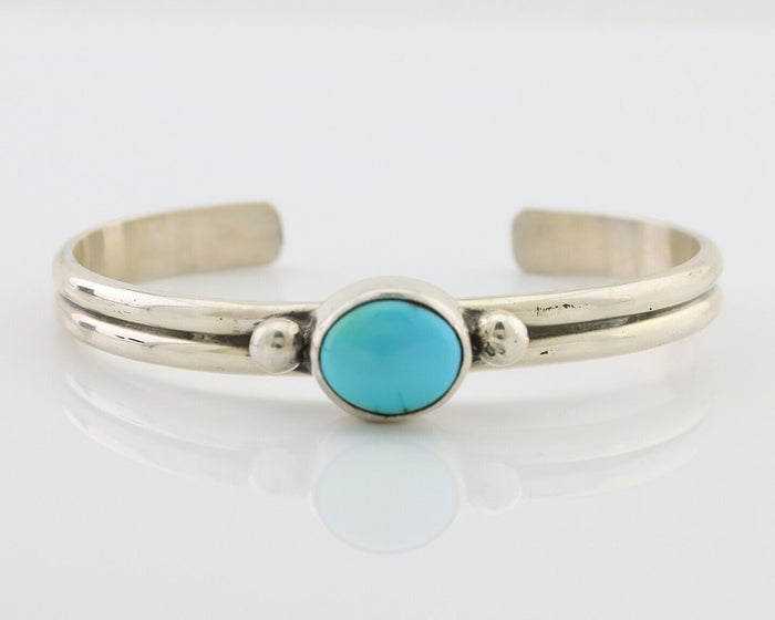 Navajo Cuff Bracelet 925 Silver Natural Blue Turquoise Native American C.80's