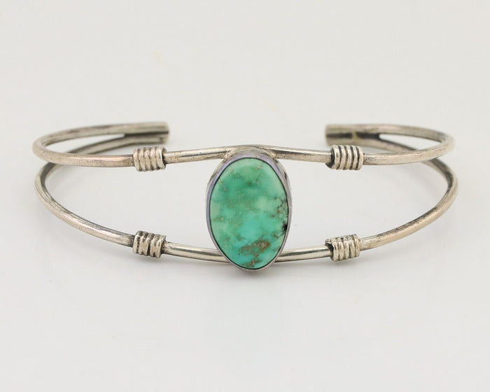 Navajo Cuff Bracelet 925 Silver Natural Blue Turquoise Native American C.80's