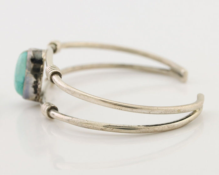 Navajo Cuff Bracelet 925 Silver Natural Blue Turquoise Native American C.80's