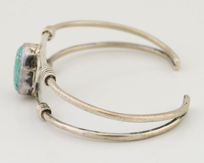 Navajo Cuff Bracelet 925 Silver Natural Blue Turquoise Native American C.80's