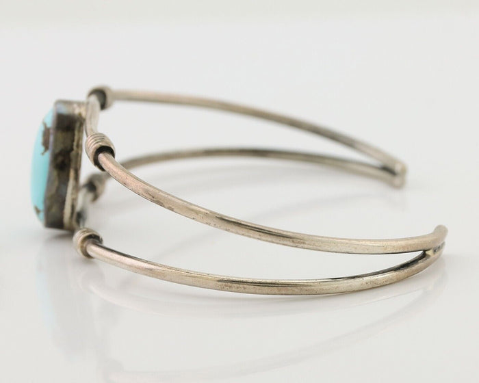 Navajo Cuff Bracelet 925 Silver Natural Blue Turquoise Native American C.80's