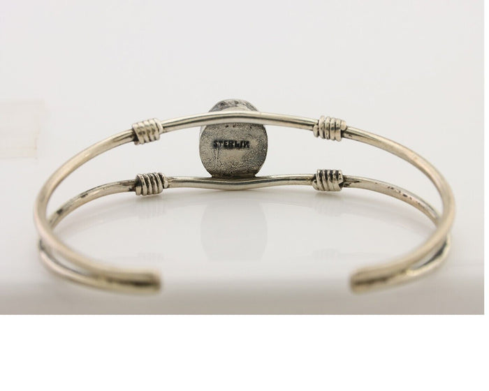 Navajo Cuff Bracelet 925 Silver Natural Blue Turquoise Native American C.80's
