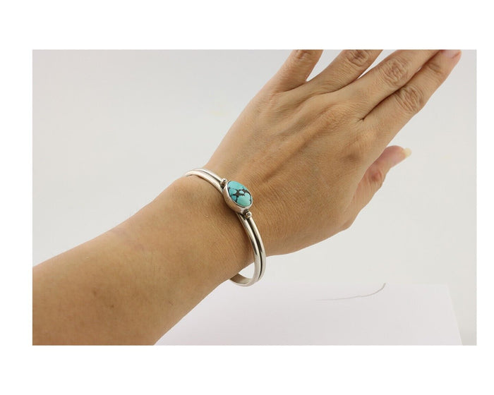 Navajo Cuff Bracelet 925 Silver Natural Blue Turquoise Native American C.80's