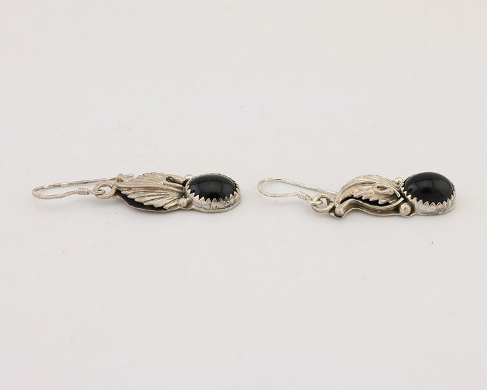 Navajo Dangle Earrings 925 Silver Black Onyx Native American Artist C.80's