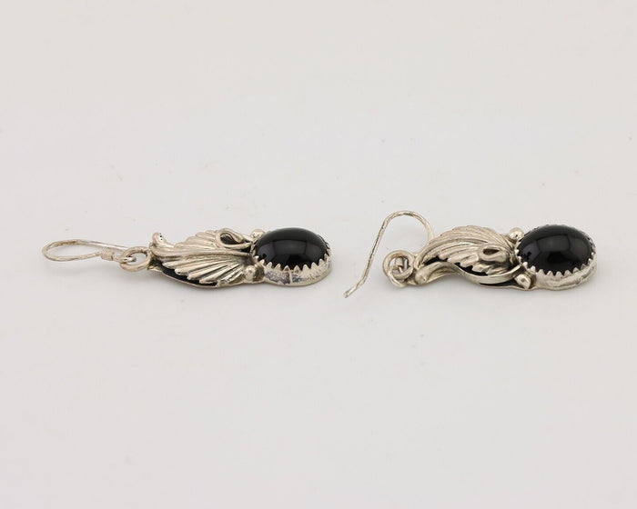 Navajo Dangle Earrings 925 Silver Black Onyx Native American Artist C.80's