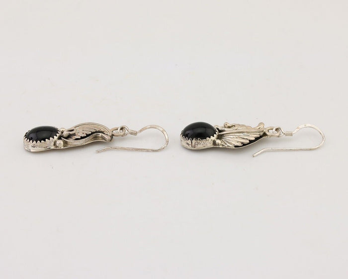 Navajo Dangle Earrings 925 Silver Black Onyx Native American Artist C.80's