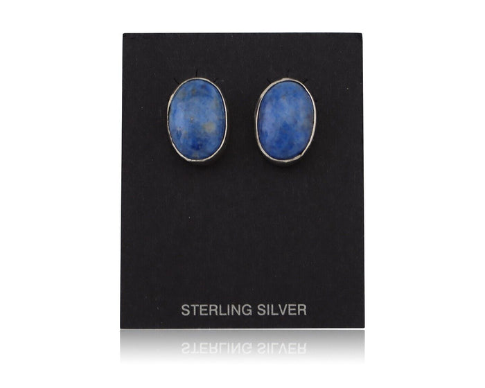 Navajo Dangle Earrings 925 Silver Denim Lapis Native American C.80's