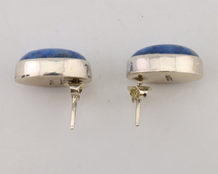 Navajo Dangle Earrings 925 Silver Denim Lapis Native American C.80's