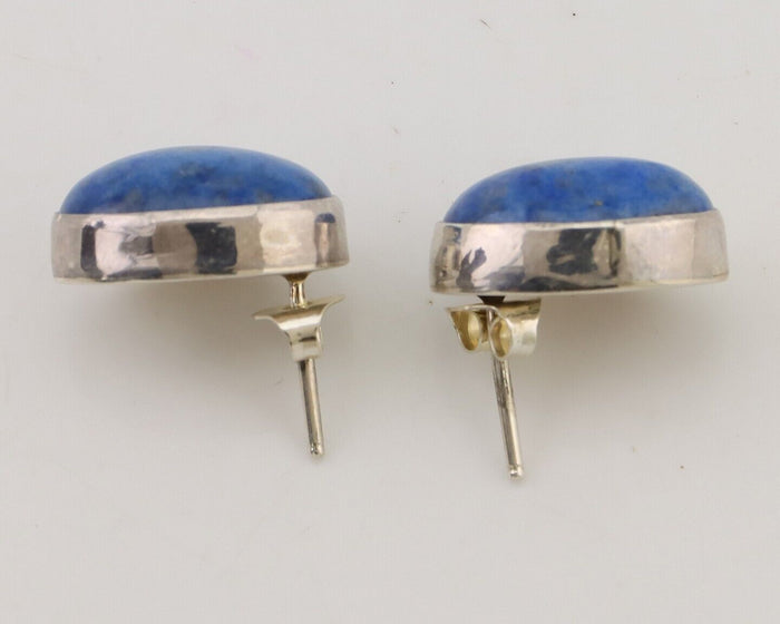 Navajo Dangle Earrings 925 Silver Denim Lapis Native American C.80's