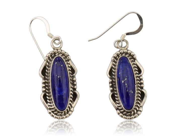 Navajo Dangle Earrings 925 Silver Lapis Lazuli Native American Artist C.80's