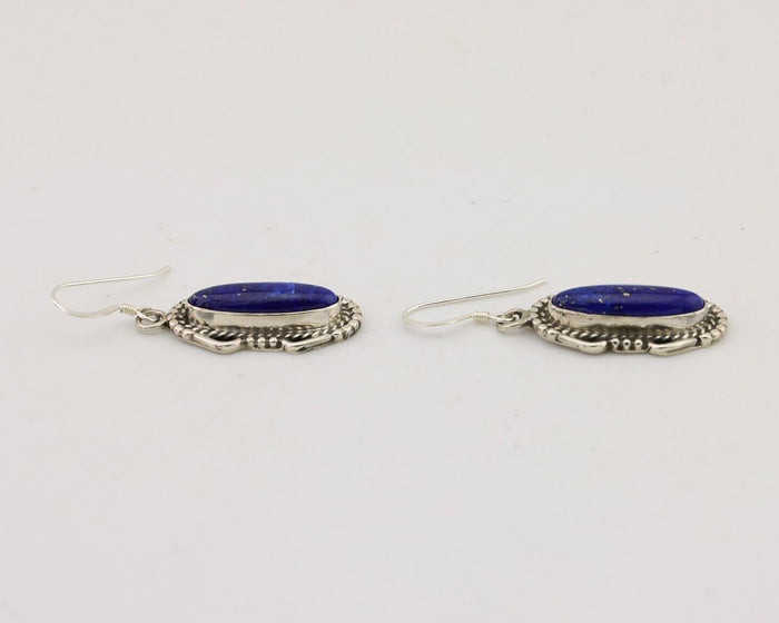 Navajo Dangle Earrings 925 Silver Lapis Lazuli Native American Artist C.80's