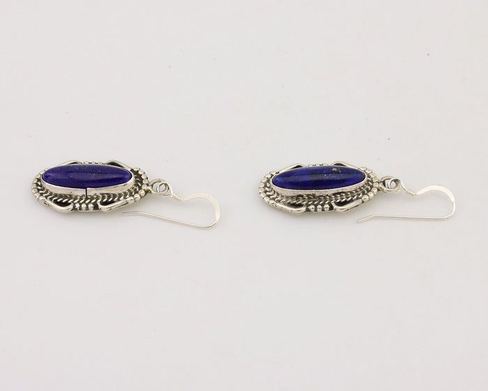 Navajo Dangle Earrings 925 Silver Lapis Lazuli Native American Artist C.80's