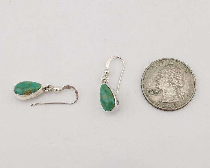 Navajo Dangle Earrings 925 Silver Natural Blue Turquoise Artist Signed M C.80's