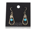 Navajo Dangle Earrings 925 Silver Sleeping B Turquoise Native Artist C.80's