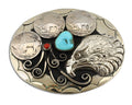 Navajo Eagle Belt Buckle Nickle Silver Gemstone Handmade Native American C.80's