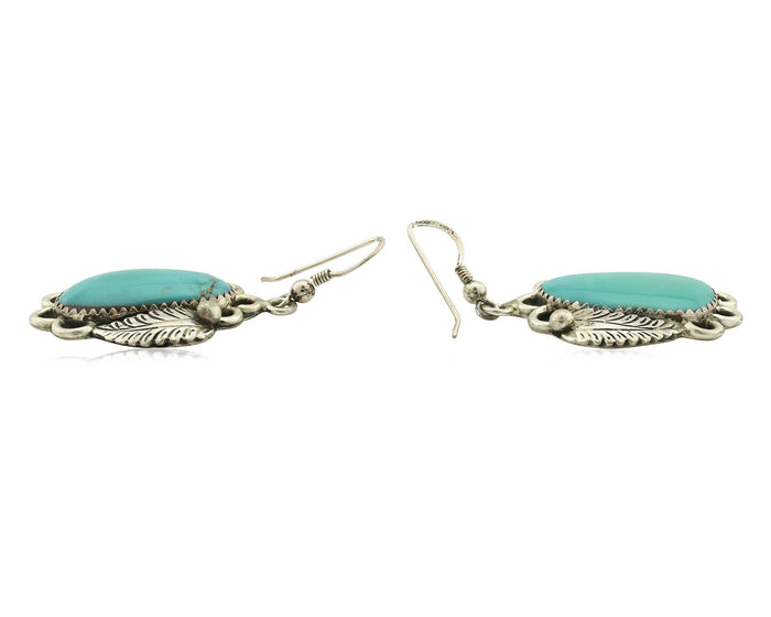 Navajo Earrings .925 Silver Kingman Turquoise Native American Artist C.80's