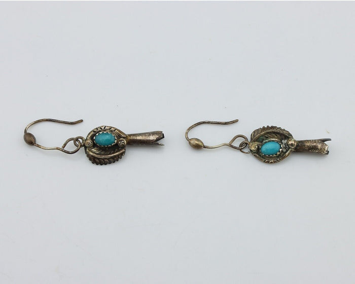 Navajo Earrings 925 Silver Natural Blue Artist Signed Turquoise P HALE C.80's