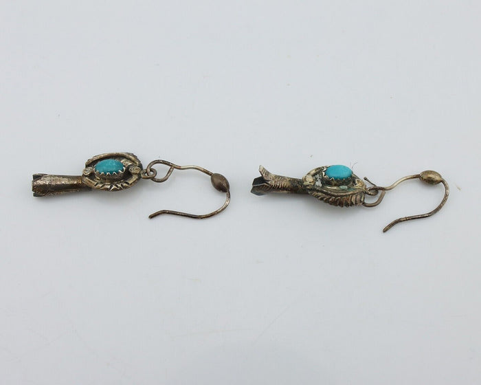 Navajo Earrings 925 Silver Natural Blue Artist Signed Turquoise P HALE C.80's