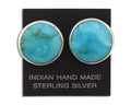 Navajo Earrings 925 Silver Natural Kingman Turquoise Artist Signed JM C.90's