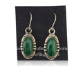 Navajo Earrings 925 Silver Natural Malachite Native American Artist C.80's