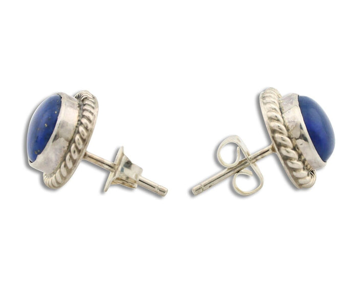 Navajo Earrings 925 Silver Natural Mined Lapis Native American Artist C80s